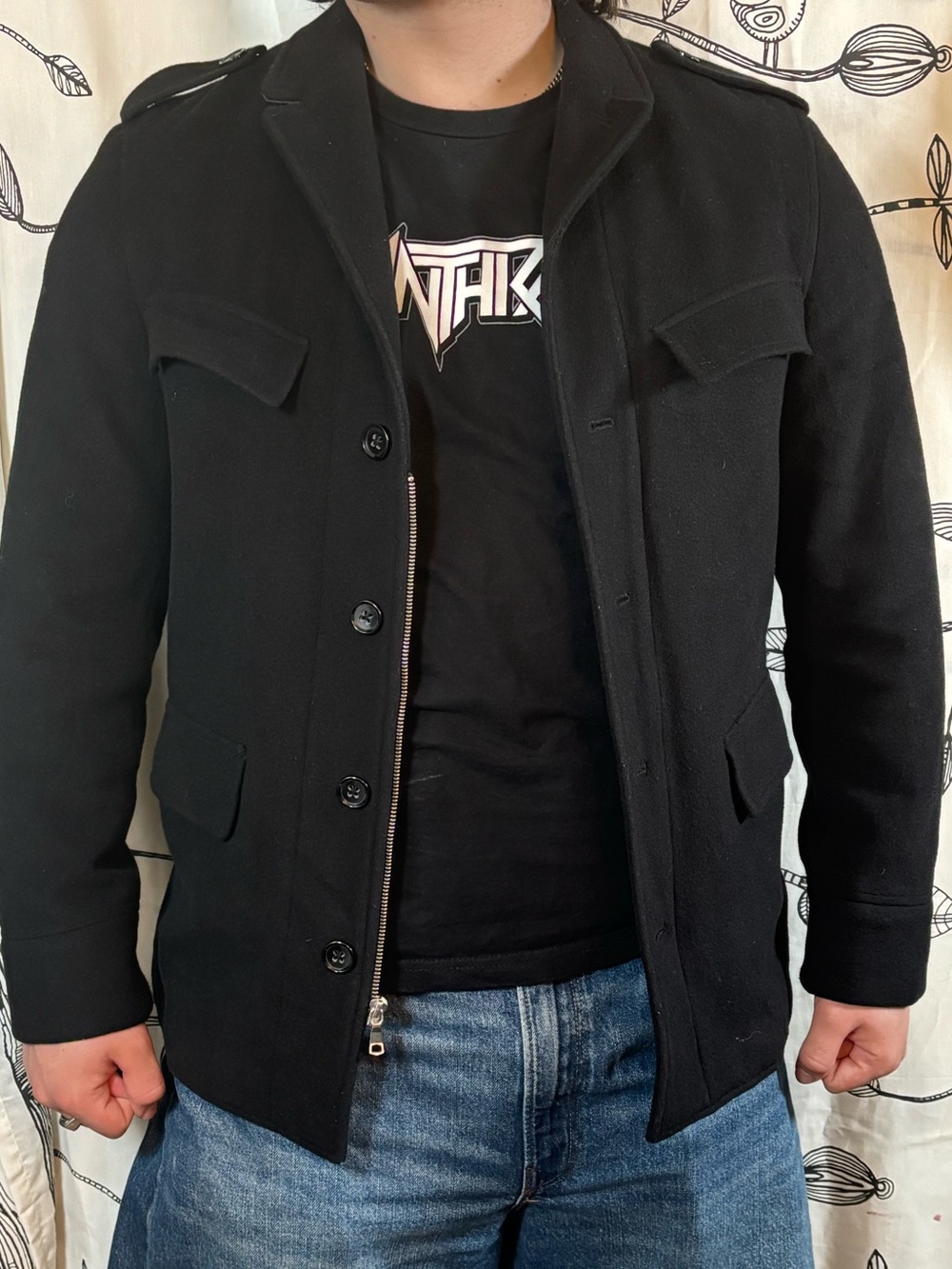 Banana Republic Men's Black Military-Style Wool Blend Jacket size M